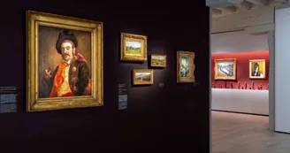 Les premières salles du musée ; au premier plan, peintures de Puvis de Chavannes, Chintreuil, Guigou, Benouville et J-Barthold Jongkind. - _3