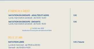 Cours de natation et aquagym Cours de natation et aquagym