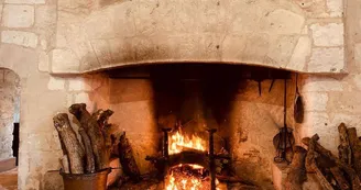 feu de cheminée dans la salle voutée feu de cheminée dans la salle voutée